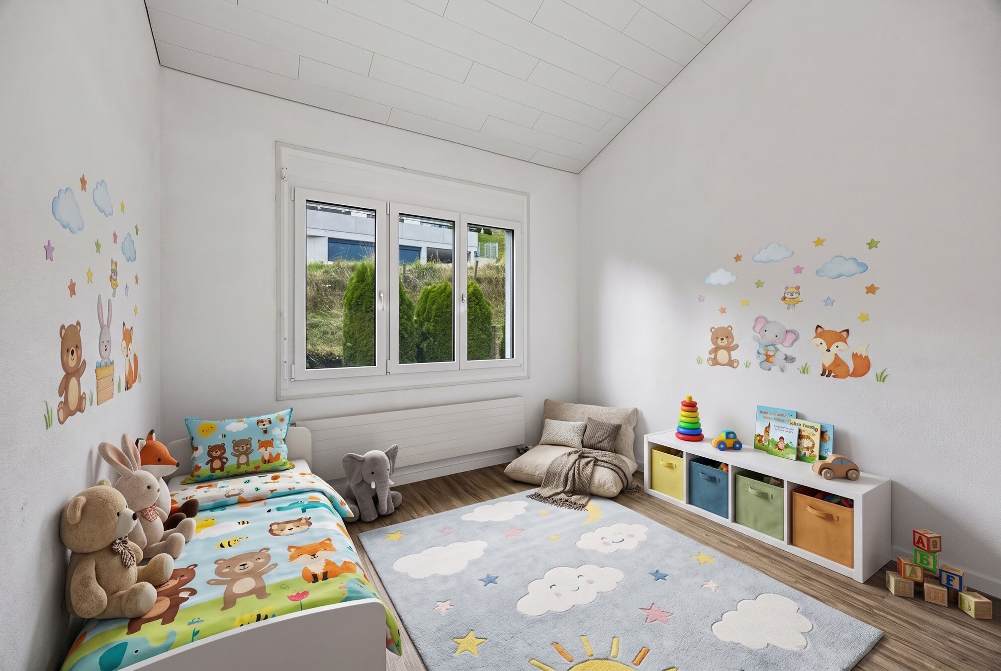 Schlafzimmer mit Grünblick